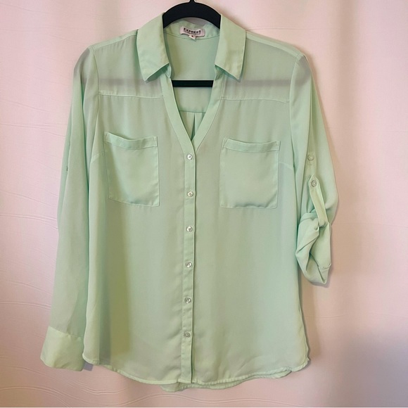 Express Portofino Mint Green Blouse - Size M - Picture 1 of 3
